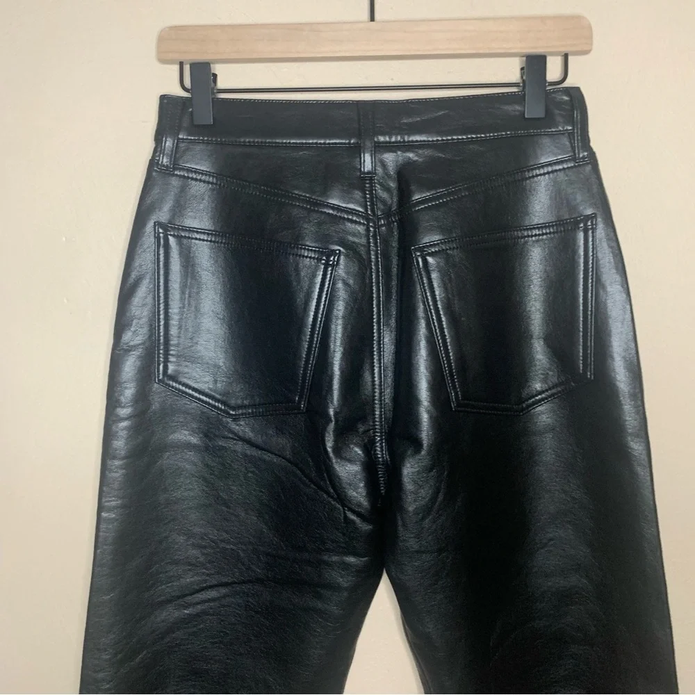 Agolde Recycled Leather Fitted 90's Pants in Detox Black Size 27